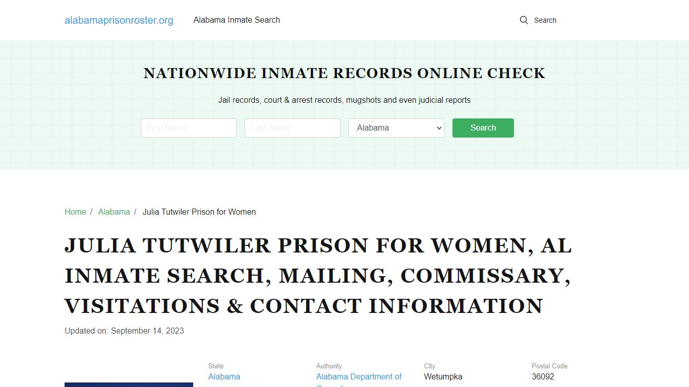 Julia Tutwiler Prison for Women, AL: Inmate Search, Visitations & Contacts