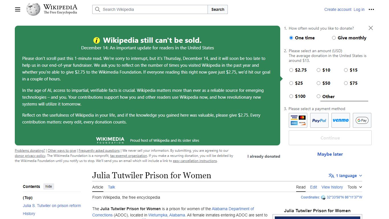 Julia Tutwiler Prison for Women - Wikipedia